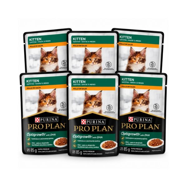 Purina Pro Plan Kitten Optigrowth Alimento Humedo de Pollo para Gatitos (6-PACK) 510grs